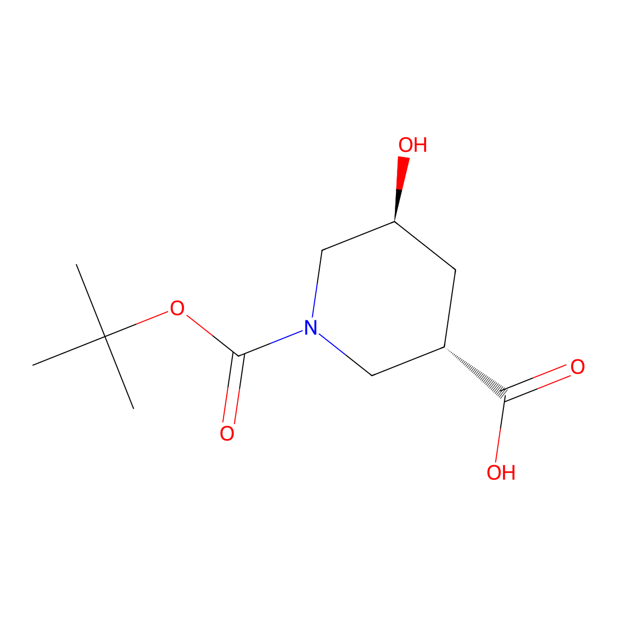 (3S,5S)-1-Boc-5-hydroxypiperidine-3-carboxylic Acid molecular structure, CAS 2639393-02-3