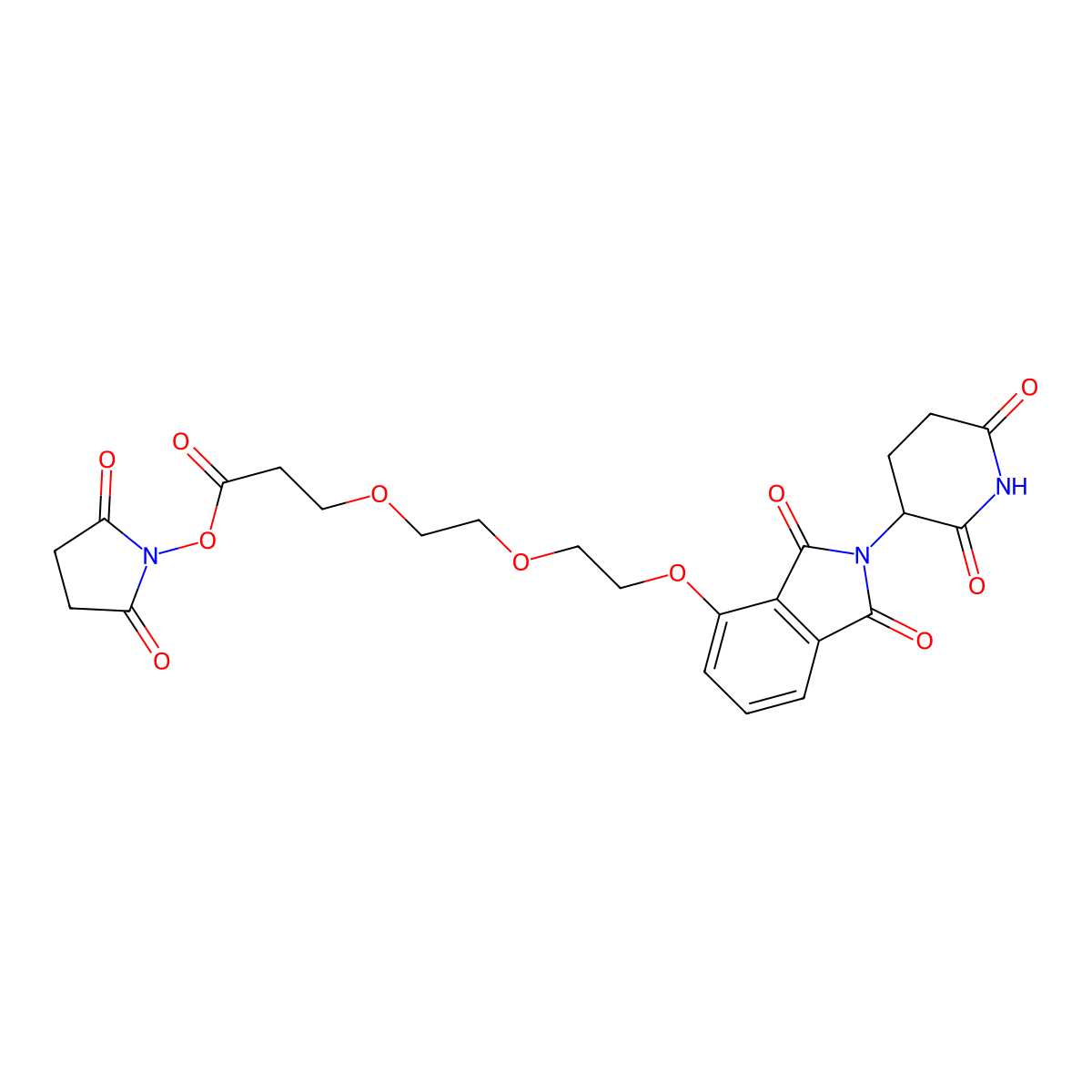 2,5-Dioxopyrrolidin-1-yl 3-(2-(2-((2-(2,6-dioxopiperidin-3-yl)-1,3-dioxoisoindolin-4-yl)oxy)ethoxy)ethoxy)propanoate molecular structure, CAS 2639395-34-7