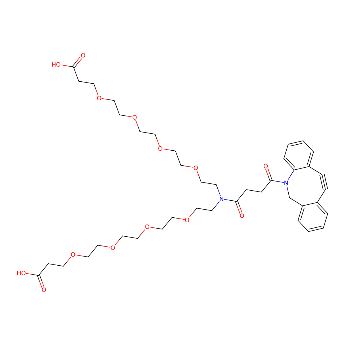 DBCO-N-bis(PEG4-acid) molecular structure, CAS 2639395-37-0