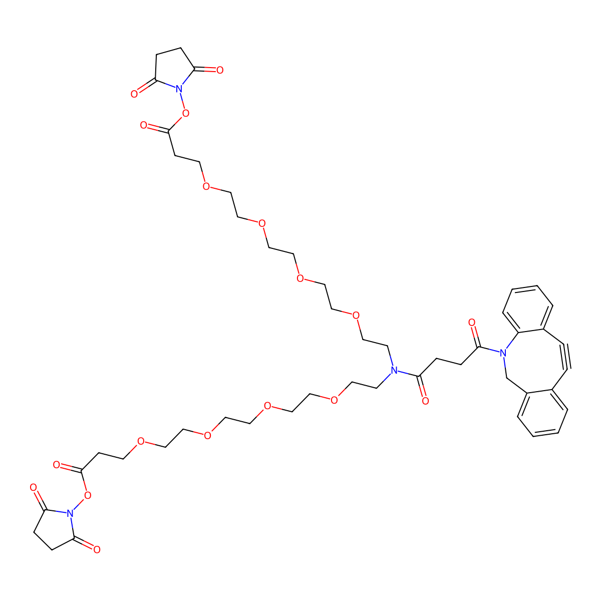 DBCO-N-bis(PEG4-NHS ester) molecular structure, CAS 2639395-38-1