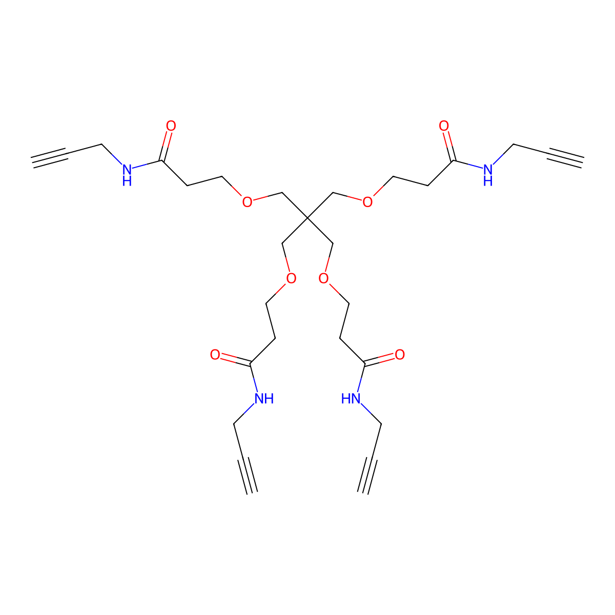 Tetra(3-methoxy-N-(prop-2-ynyl)propanamide) Methane molecular structure, CAS 2639395-47-2