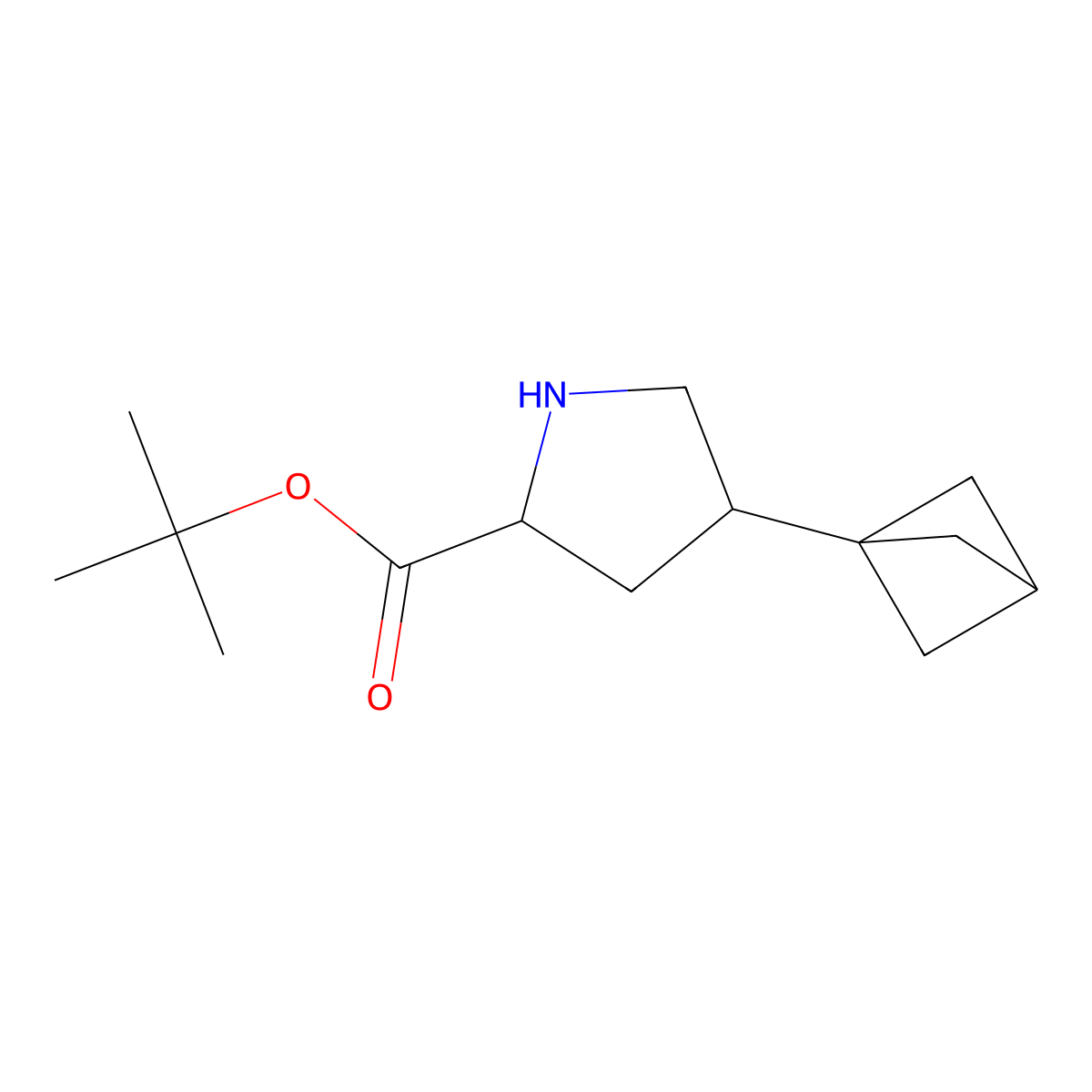 tert-butyl (2S)-4-{bicyclo[1.1.1]pentan-1-yl}pyrrolidine-2-carboxylate molecular structure, CAS 2639399-11-2