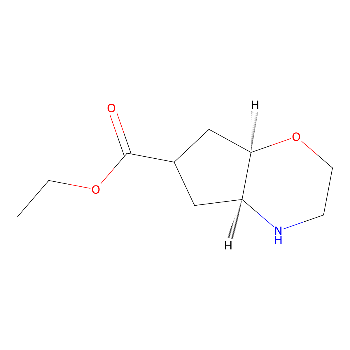 rac-ethyl (4aR,7aS)-octahydrocyclopenta[b][1,4]oxazine-6-carboxylate molecular structure, CAS 2639399-23-6