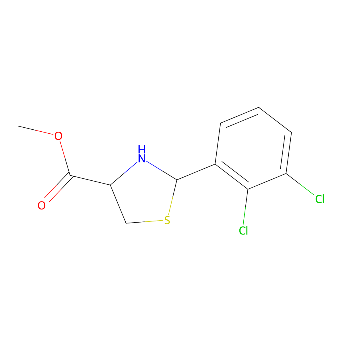 methyl (4R)-2-(2,3-dichlorophenyl)-1,3-thiazolidine-4-carboxylate molecular structure, CAS 2639399-51-0