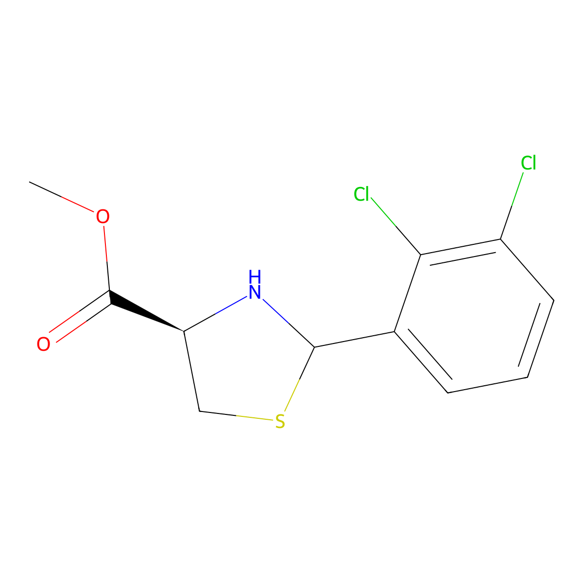 methyl (4R)-2-(2,3-dichlorophenyl)-1,3-thiazolidine-4-carboxylate molecular structure, CAS 2639399-51-0