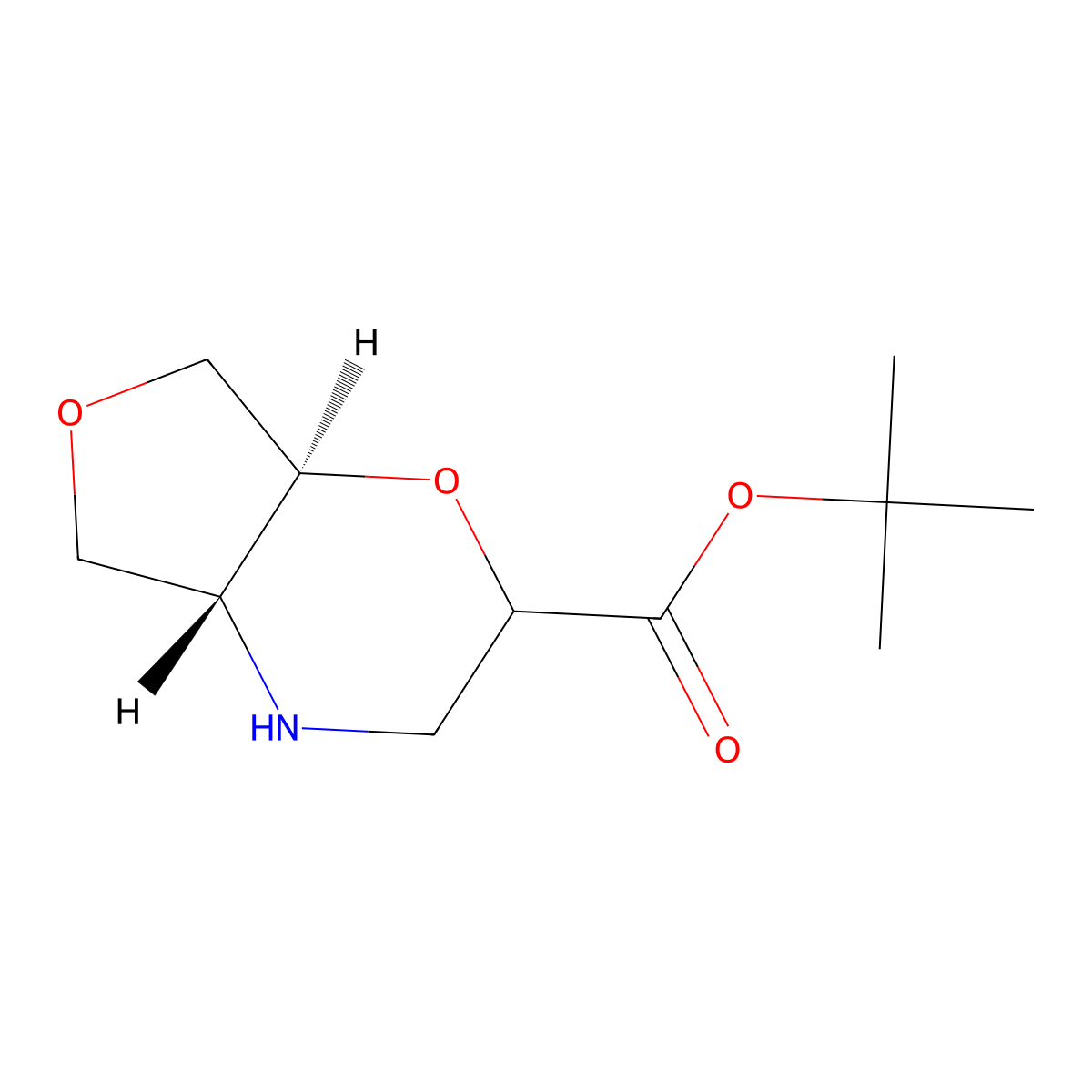 rac-tert-butyl (4aR,7aS)-hexahydro-2H-furo[3,4-b][1,4]oxazine-2-carboxylate molecular structure, CAS 2639399-62-3