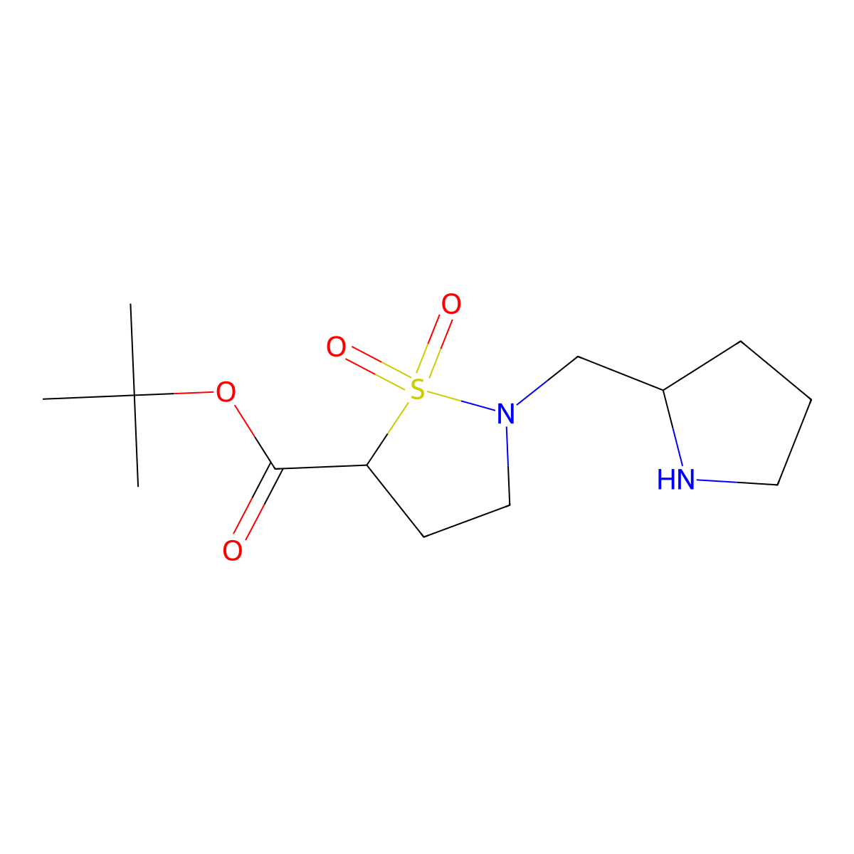 tert-butyl 1,1-dioxo-2-{[(2R)-pyrrolidin-2-yl]methyl}-1lambda6,2-thiazolidine-5-carboxylate molecular structure, CAS 2639399-80-5