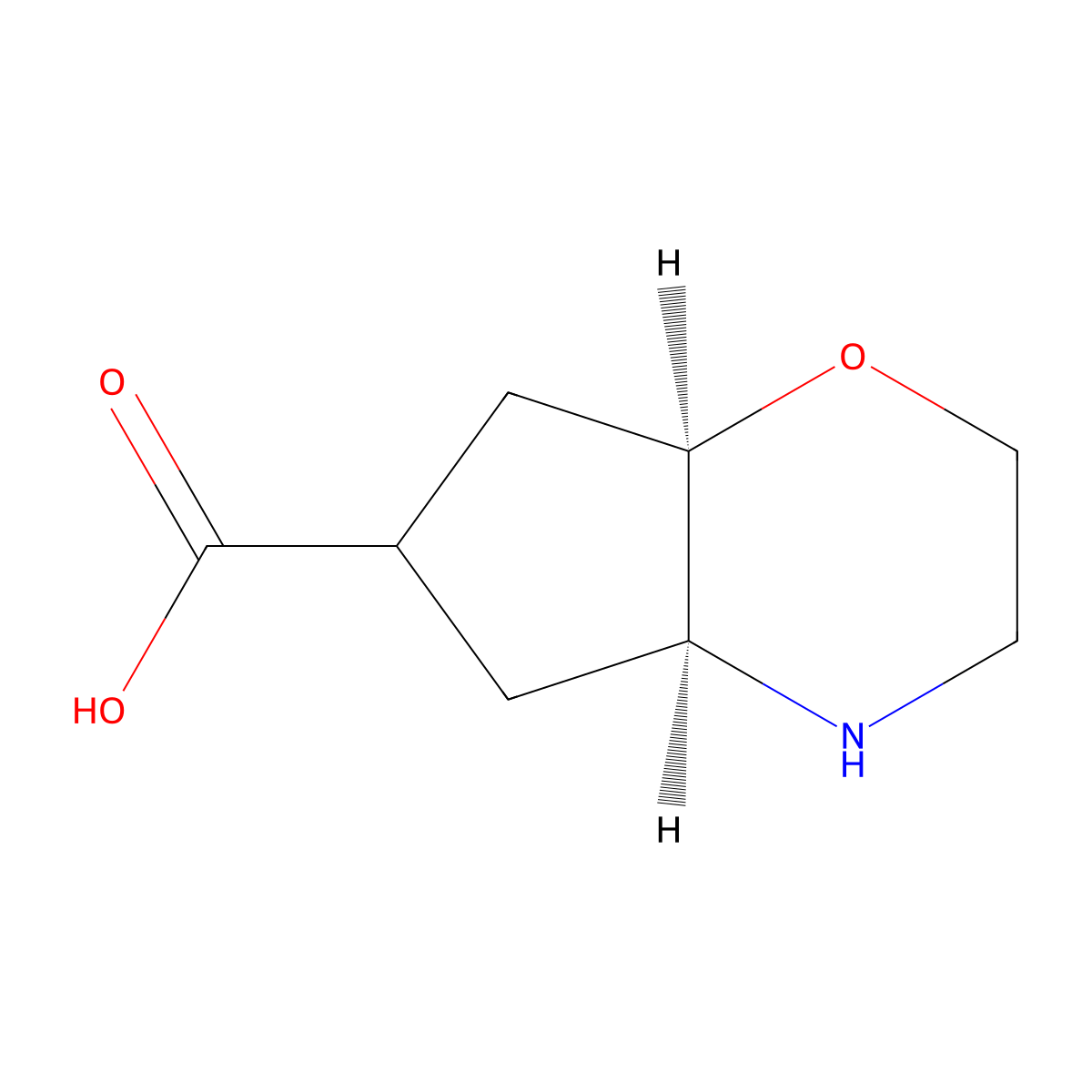rac-(4aR,7aS)-octahydrocyclopenta[b][1,4]oxazine-6-carboxylic acid molecular structure, CAS 2639399-92-9
