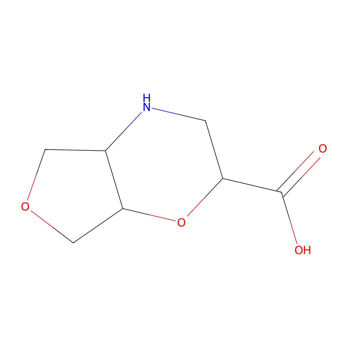 rac-(4aR,7aS)-hexahydro-2H-furo[3,4-b][1,4]oxazine-2-carboxylic acid molecular structure, CAS 2639400-36-3