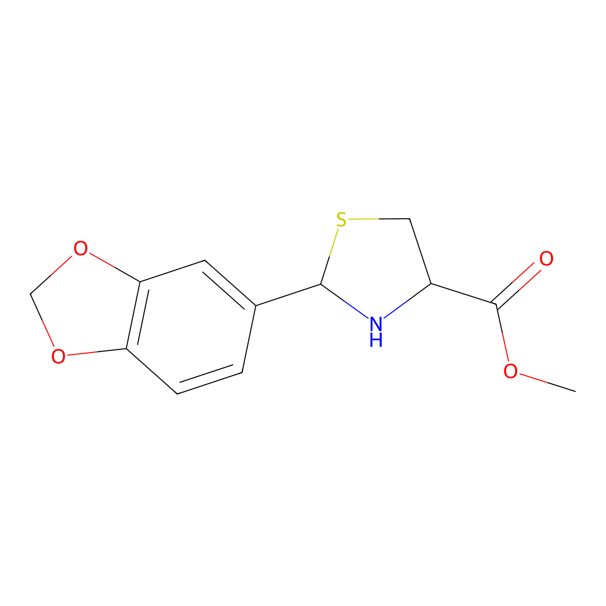 methyl (4S)-2-(1,3-dioxaindan-5-yl)-1,3-thiazolidine-4-carboxylate molecular structure, CAS 2639400-40-9