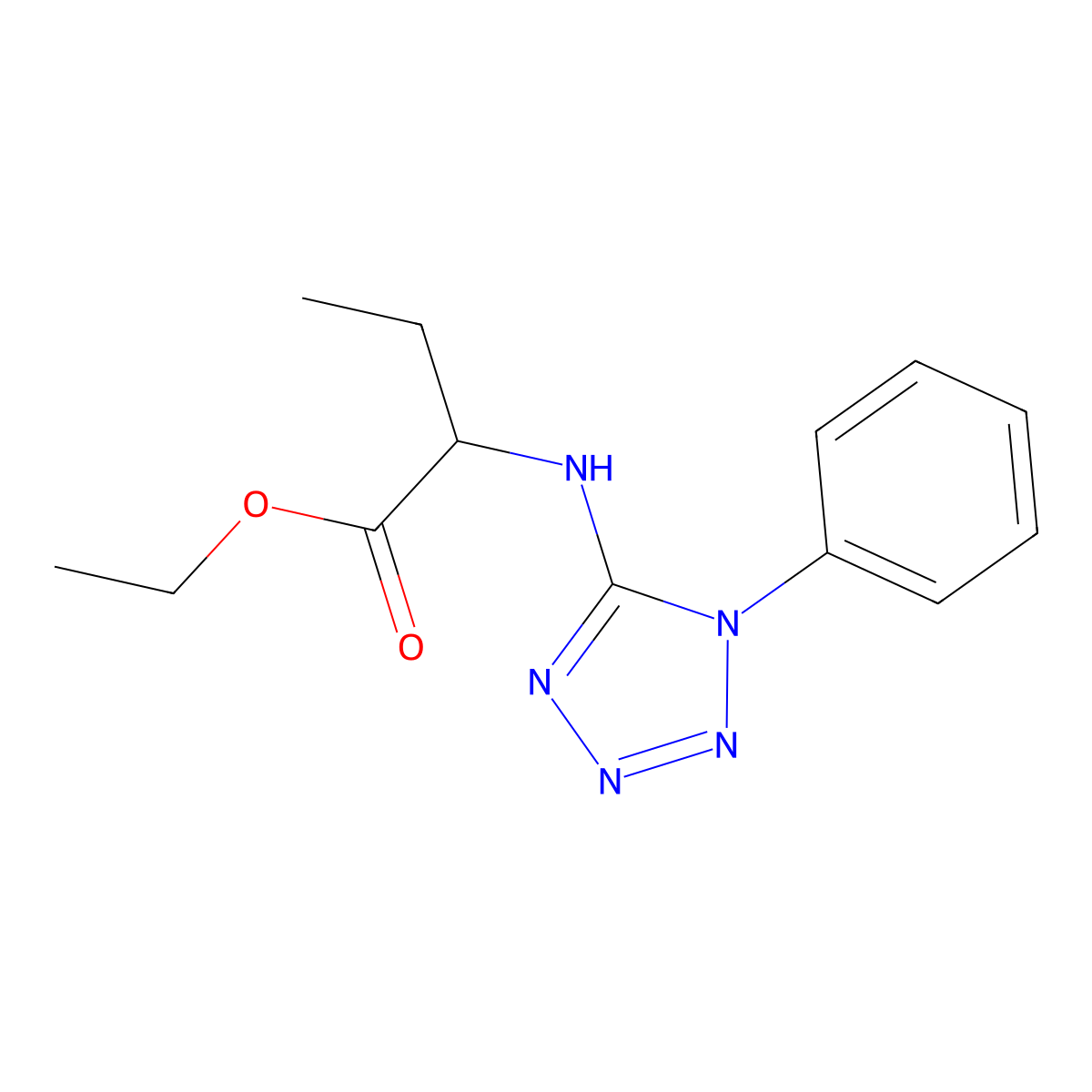 ethyl 2-[(1-phenyl-1H-1,2,3,4-tetrazol-5-yl)amino]butanoate molecular structure, CAS 2639401-18-4