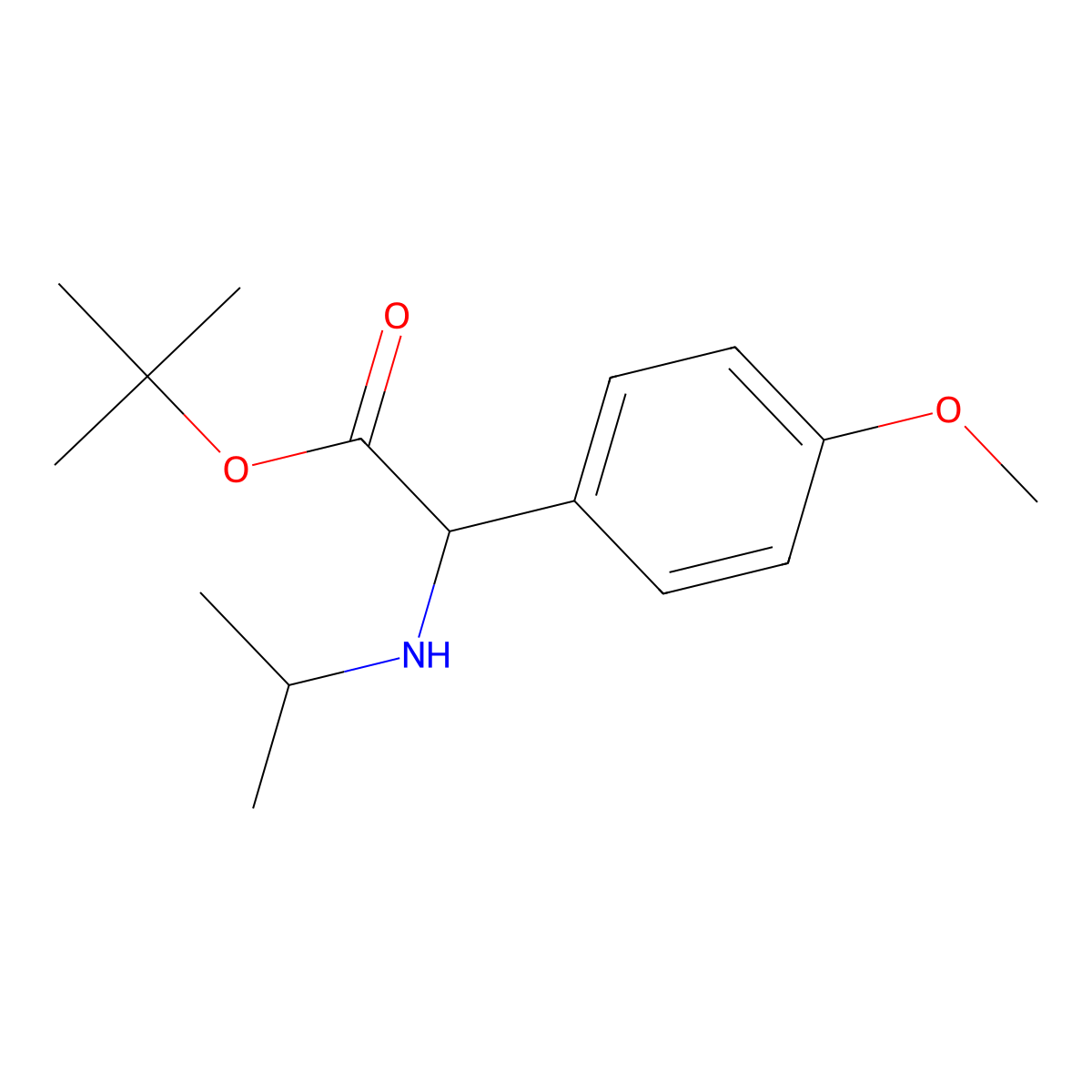 Tert-butyl 2-(4-methoxyphenyl)-2-[(propan-2-yl)amino]acetate molecular structure, CAS 2639401-36-6