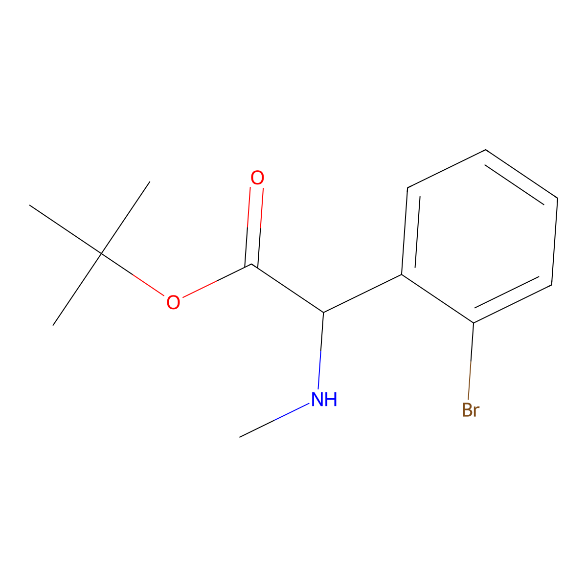 Tert-butyl 2-(2-bromophenyl)-2-(methylamino)acetate molecular structure, CAS 2639401-48-0