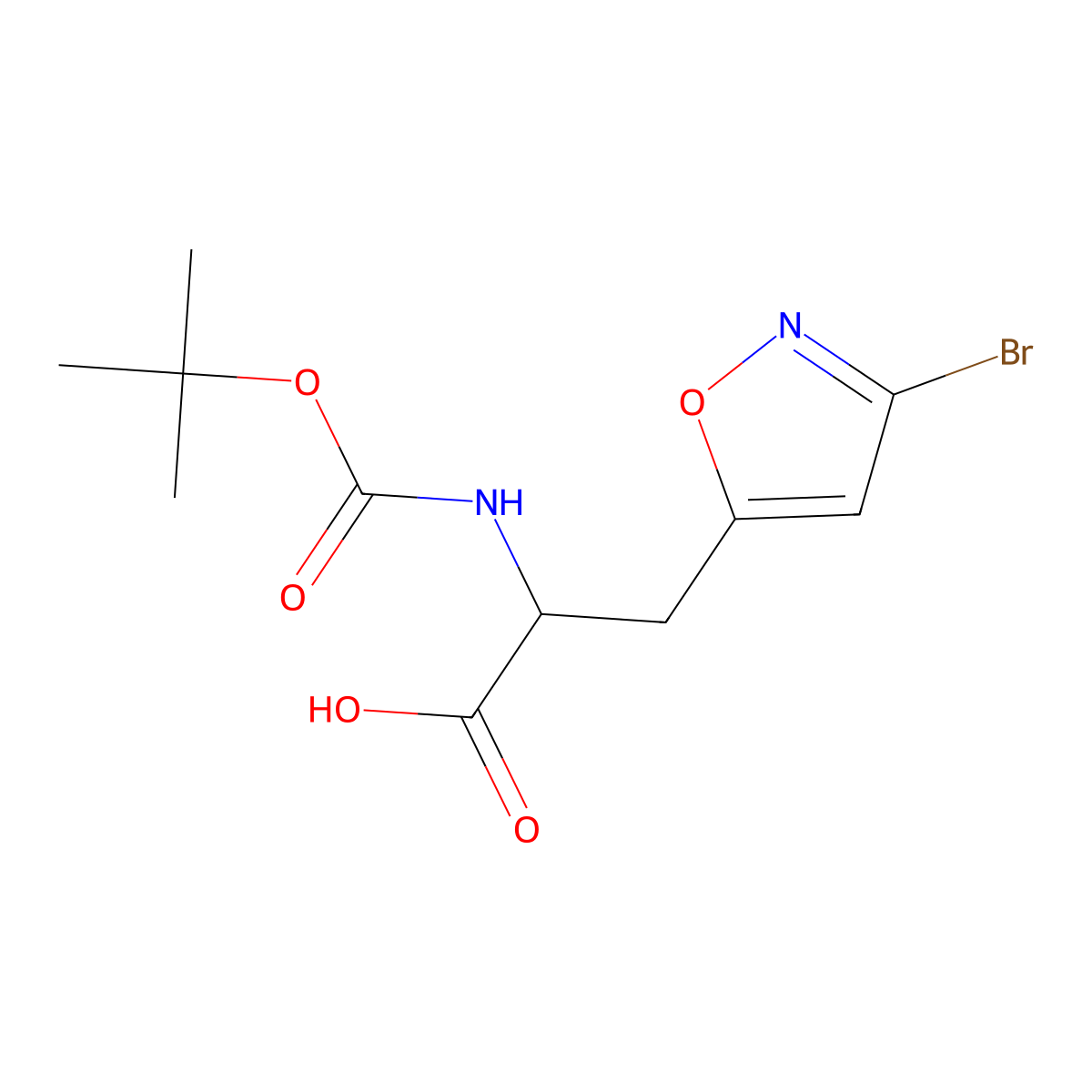 3-(3-Bromo-1,2-oxazol-5-yl)-2-{[(tert-butoxy)carbonyl]amino}propanoicacid molecular structure, CAS 2639401-49-1