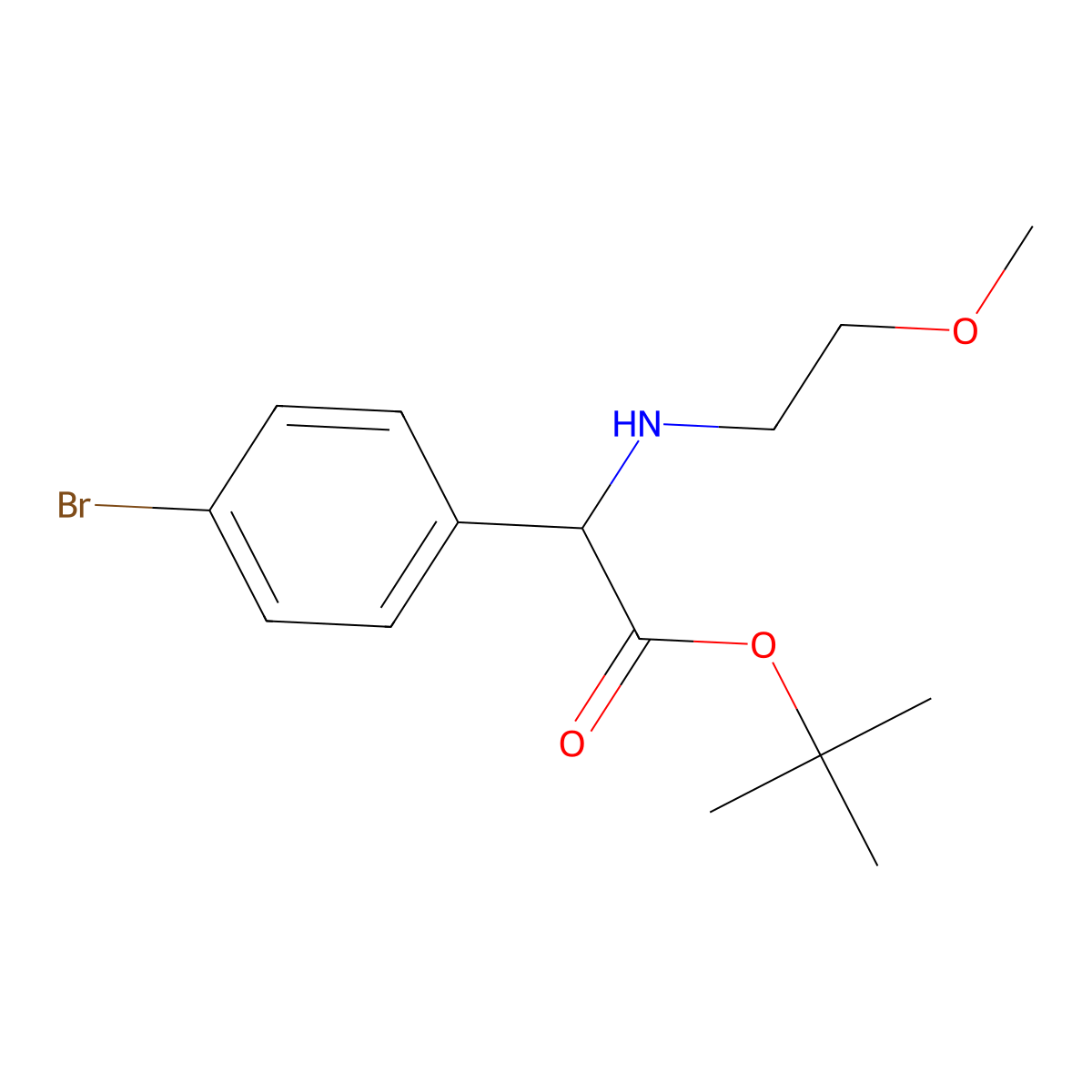 Tert-butyl 2-(4-bromophenyl)-2-[(2-methoxyethyl)amino]acetate molecular structure, CAS 2639401-50-4