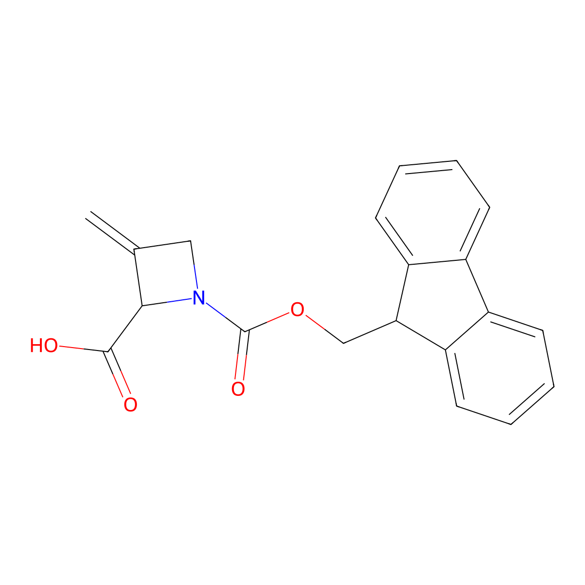 1-{[(9H-fluoren-9-yl)methoxy]carbonyl}-3-methylideneazetidine-2-carboxylic acid molecular structure, CAS 2639401-51-5