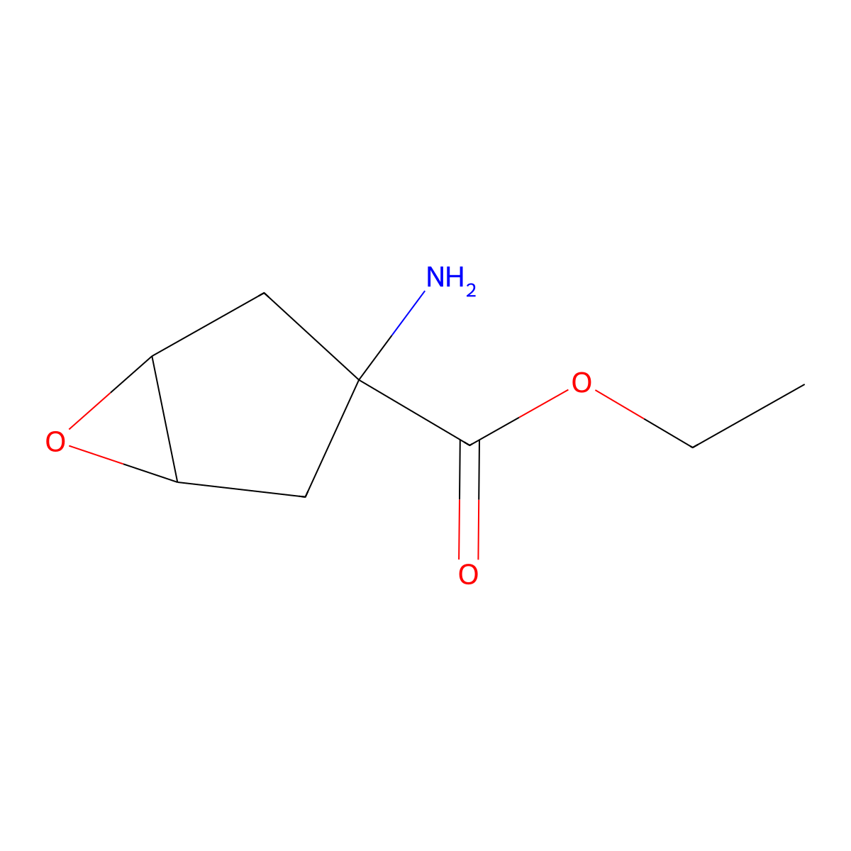 Ethyl 3-amino-6-oxabicyclo[3.1.0]hexane-3-carboxylate molecular structure, CAS 2639401-53-7