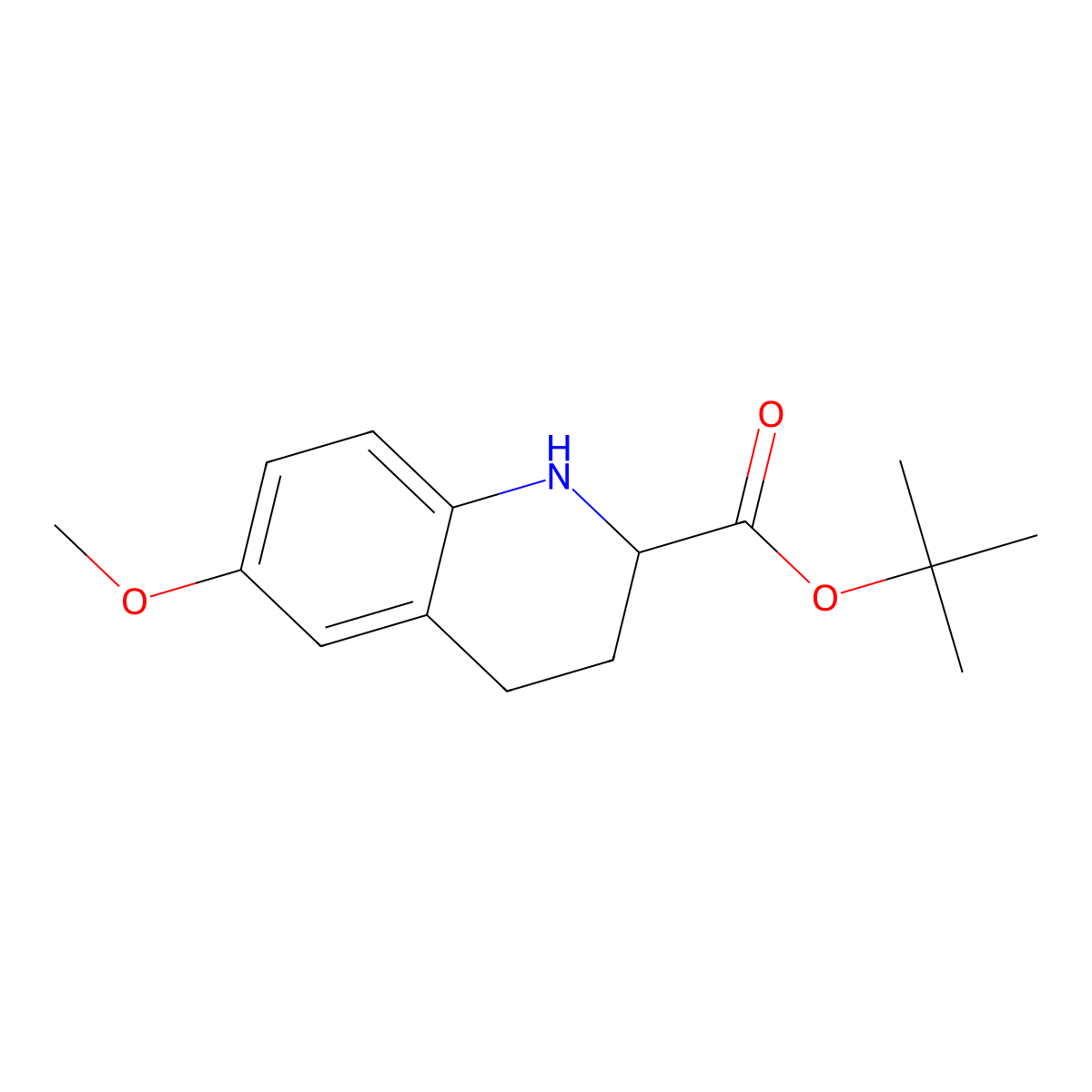 Tert-butyl 6-methoxy-1,2,3,4-tetrahydroquinoline-2-carboxylate molecular structure, CAS 2639401-56-0