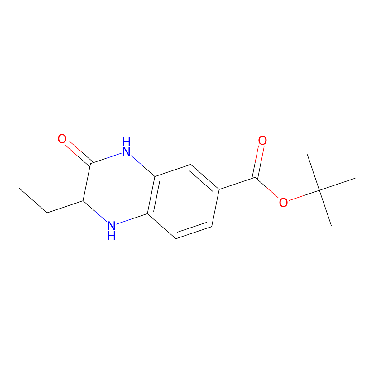Tert-butyl 2-ethyl-3-oxo-1,2,3,4-tetrahydroquinoxaline-6-carboxylate molecular structure, CAS 2639401-58-2