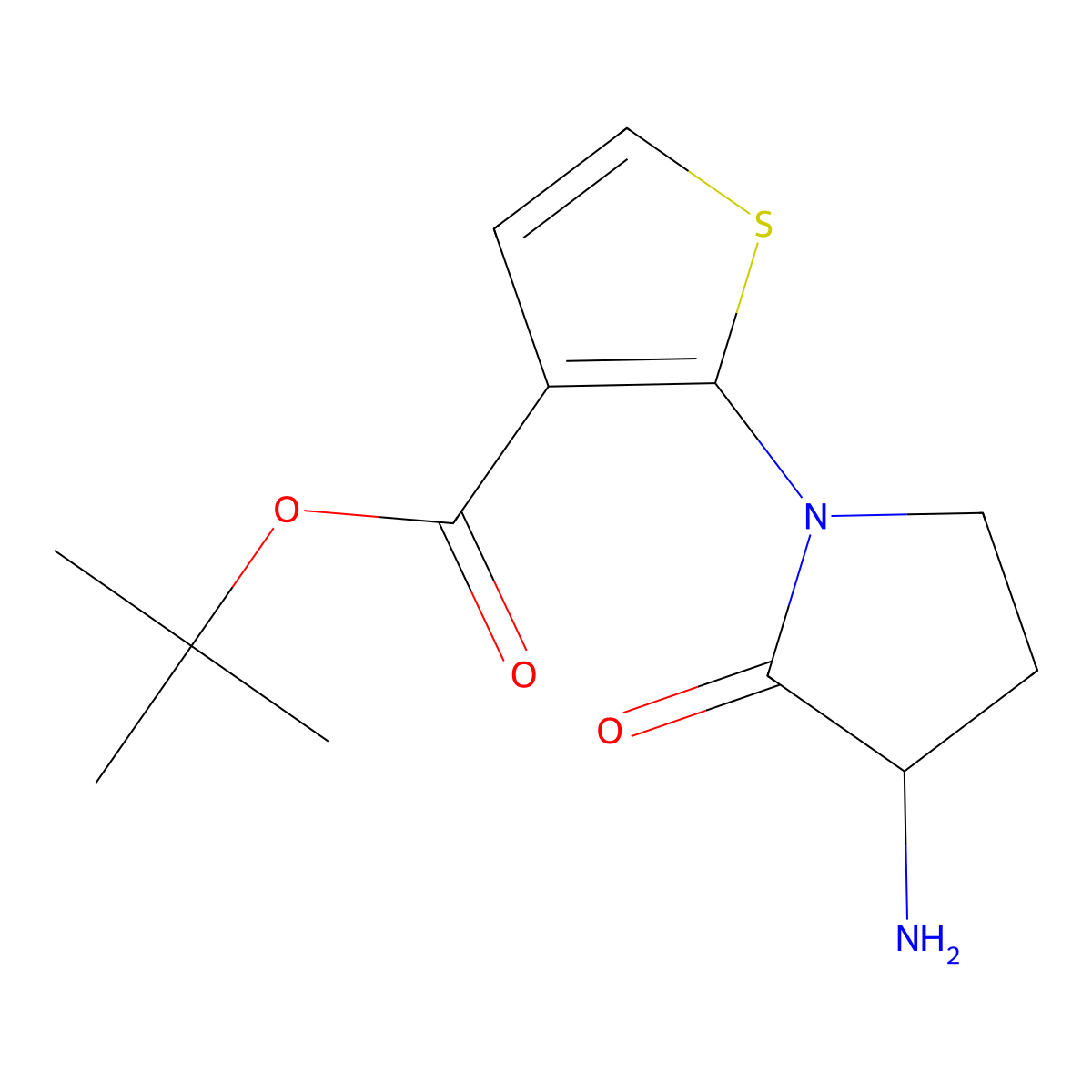 Tert-butyl 2-(3-amino-2-oxopyrrolidin-1-yl)thiophene-3-carboxylate molecular structure, CAS 2639401-60-6