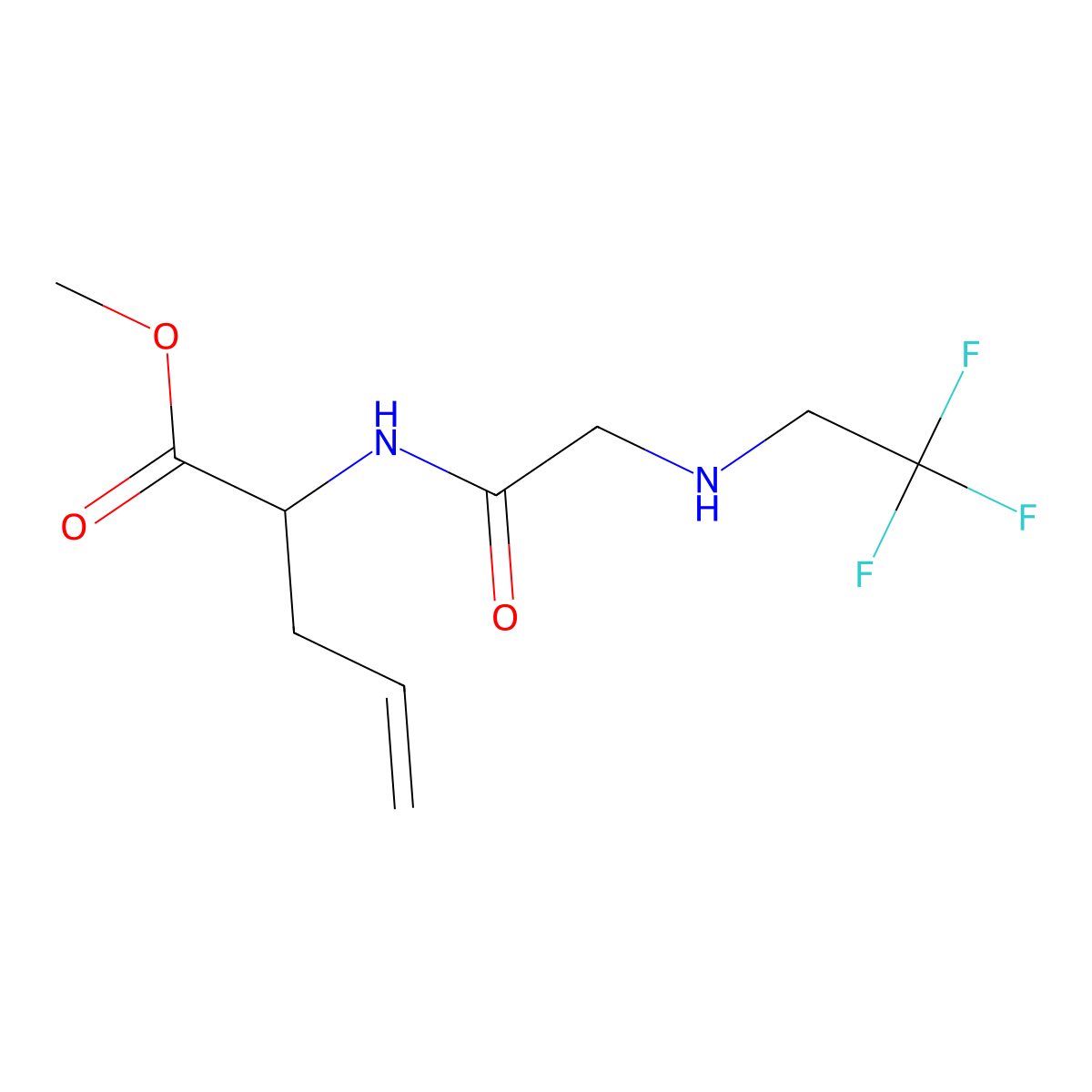 Methyl 2-{2-[(2,2,2-trifluoroethyl)amino]acetamido}pent-4-enoate molecular structure, CAS 2639401-68-4