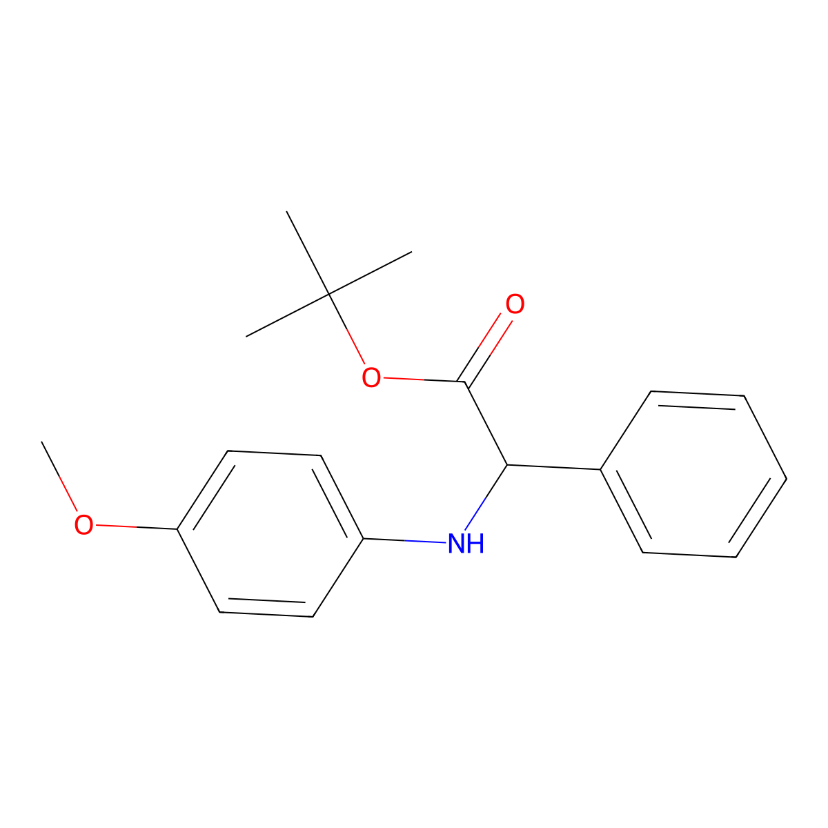 Tert-butyl 2-[(4-methoxyphenyl)amino]-2-phenylacetate molecular structure, CAS 2639403-21-5