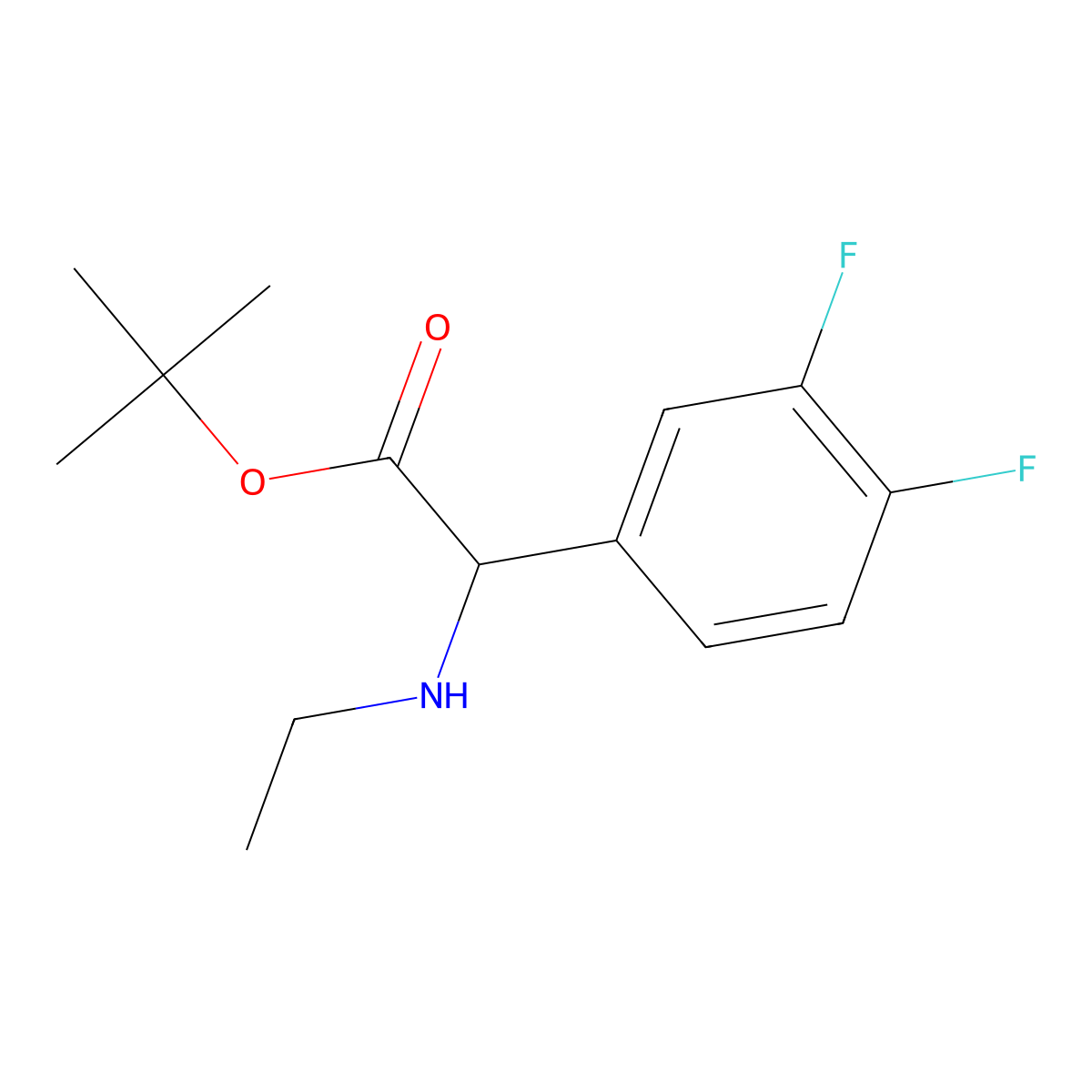 Tert-butyl 2-(3,4-difluorophenyl)-2-(ethylamino)acetate molecular structure, CAS 2639403-22-6