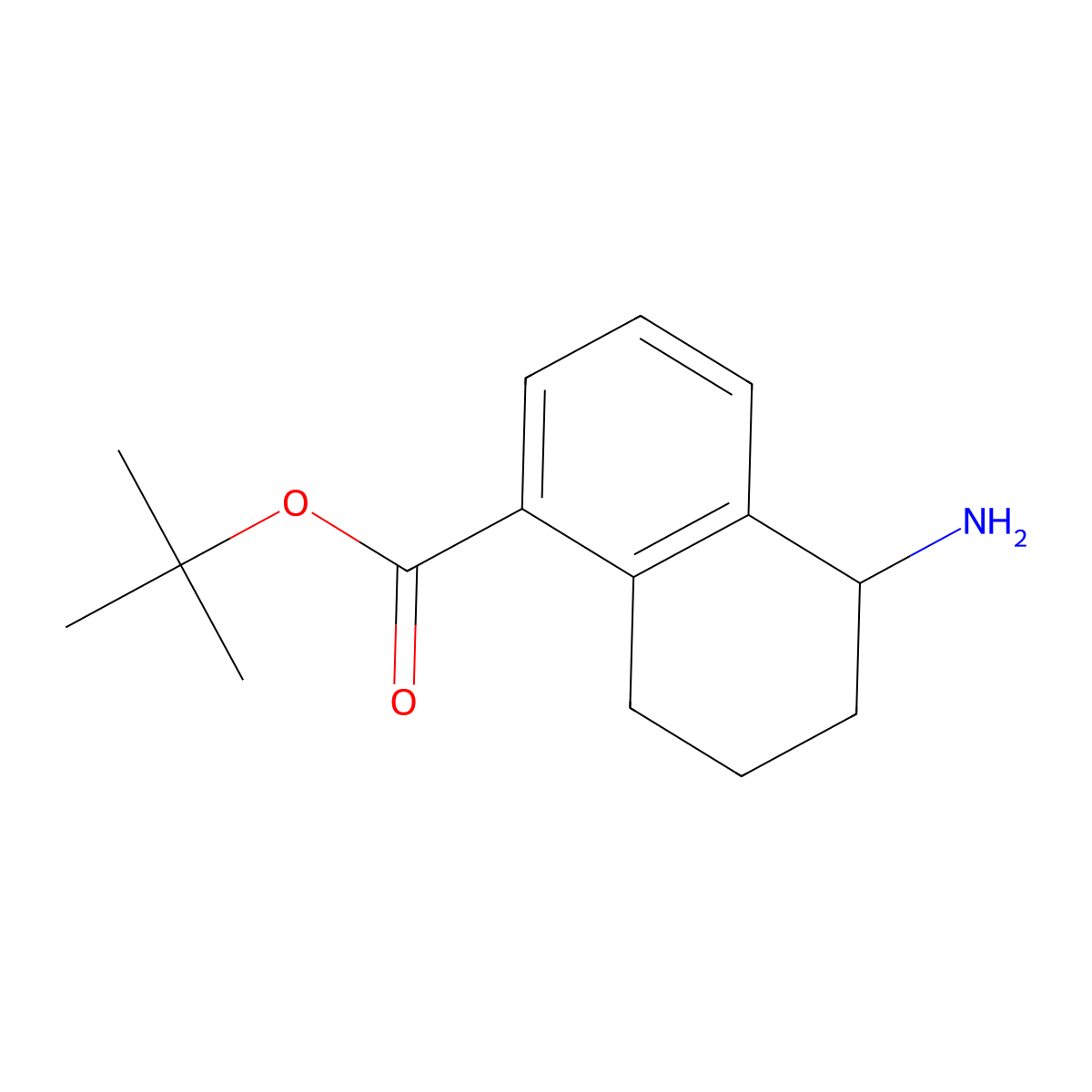 Tert-butyl 5-amino-5,6,7,8-tetrahydronaphthalene-1-carboxylate molecular structure, CAS 2639403-24-8