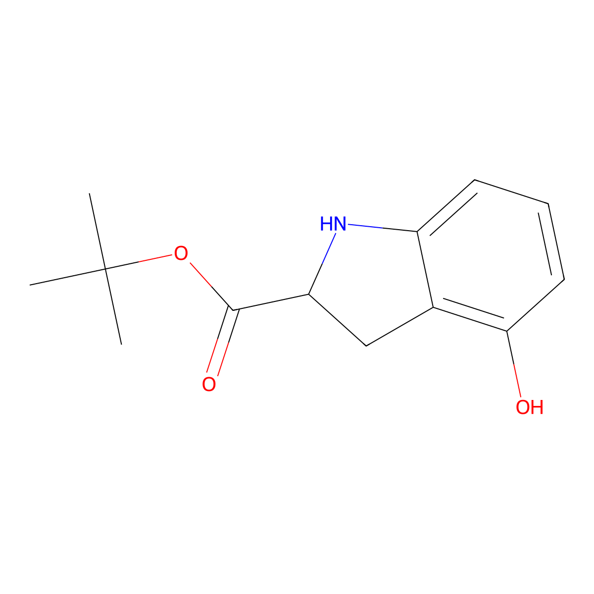 tert-butyl 4-hydroxy-2,3-dihydro-1H-indole-2-carboxylate molecular structure, CAS 2639403-25-9