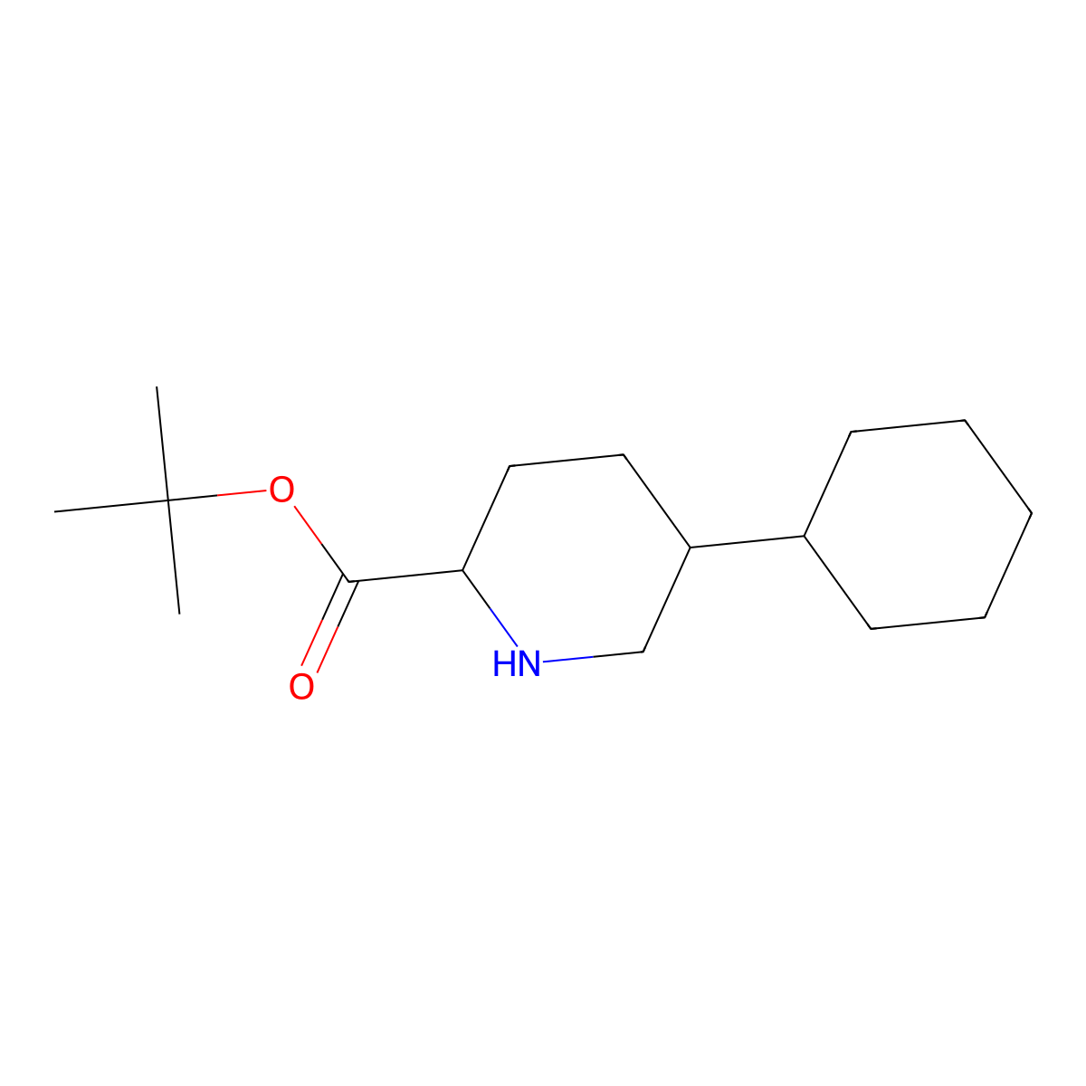 Tert-butyl 5-cyclohexylpiperidine-2-carboxylate molecular structure, CAS 2639403-33-9