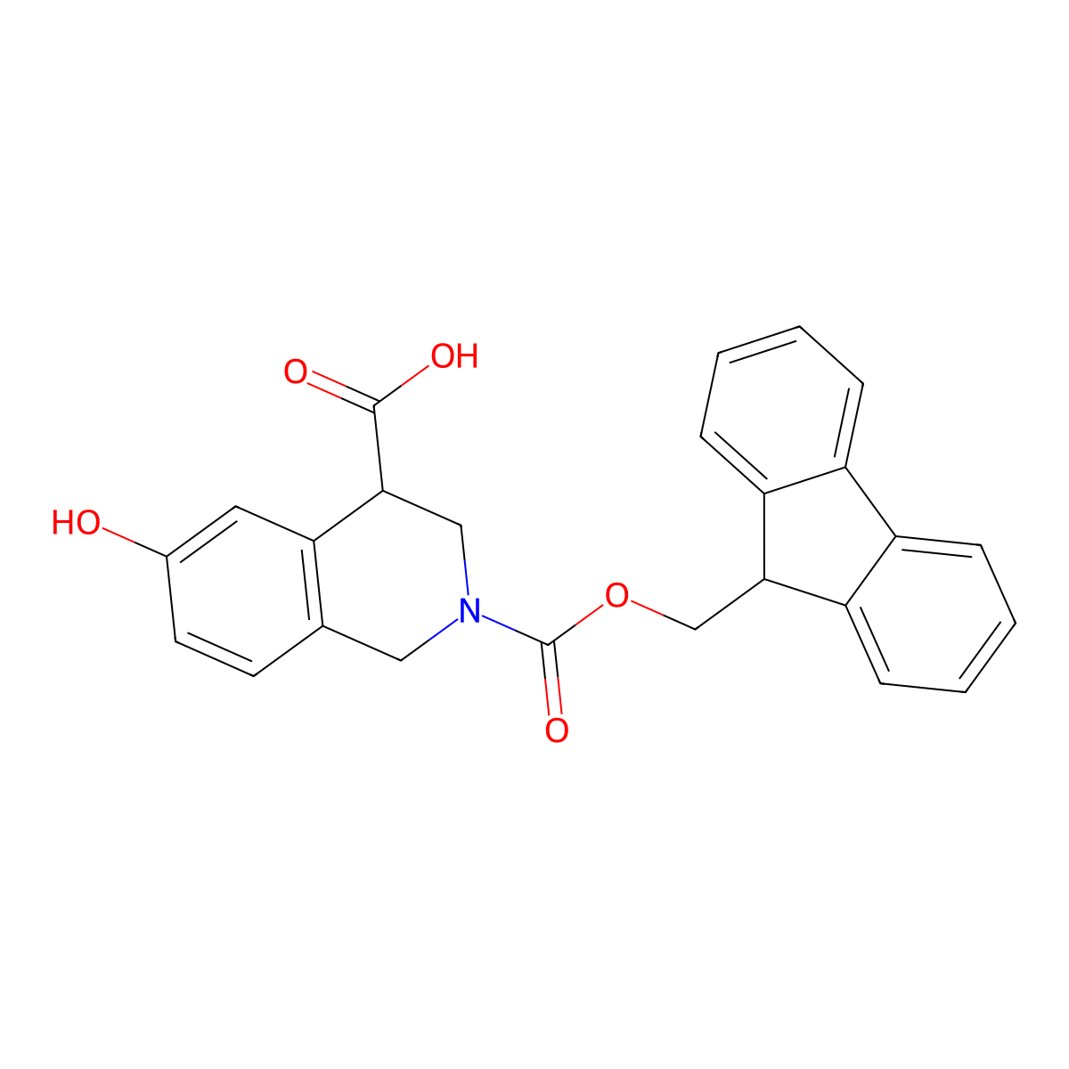 2-{[(9H-fluoren-9-yl)methoxy]carbonyl}-6-hydroxy-1,2,3,4-tetrahydroisoquinoline-4-carboxylic acid molecular structure, CAS 2639403-58-8
