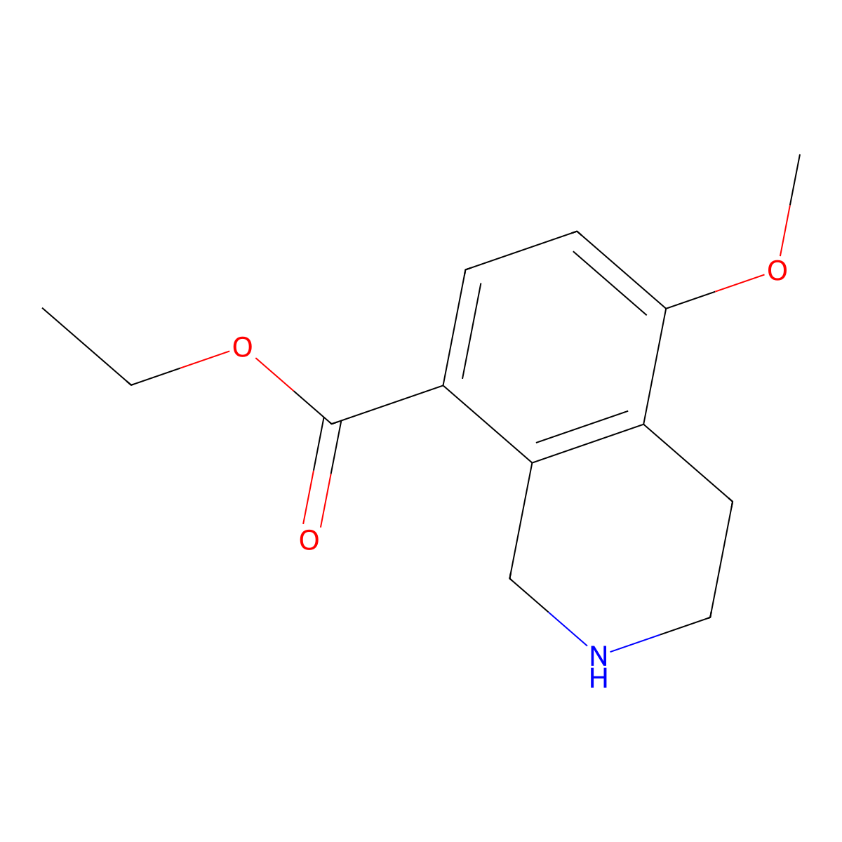 Ethyl 5-methoxy-1,2,3,4-tetrahydroisoquinoline-8-carboxylate molecular structure, CAS 2639403-61-3