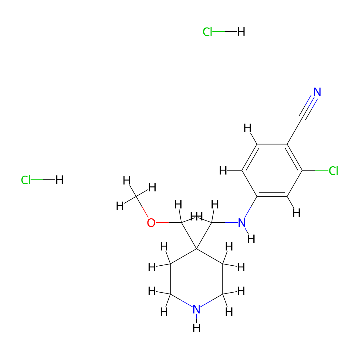 2-Chloro-4-({[4-(methoxymethyl)piperidin-4-yl]methyl}amino)benzonitrile dihydrochloride molecular structure, CAS 2639403-71-5