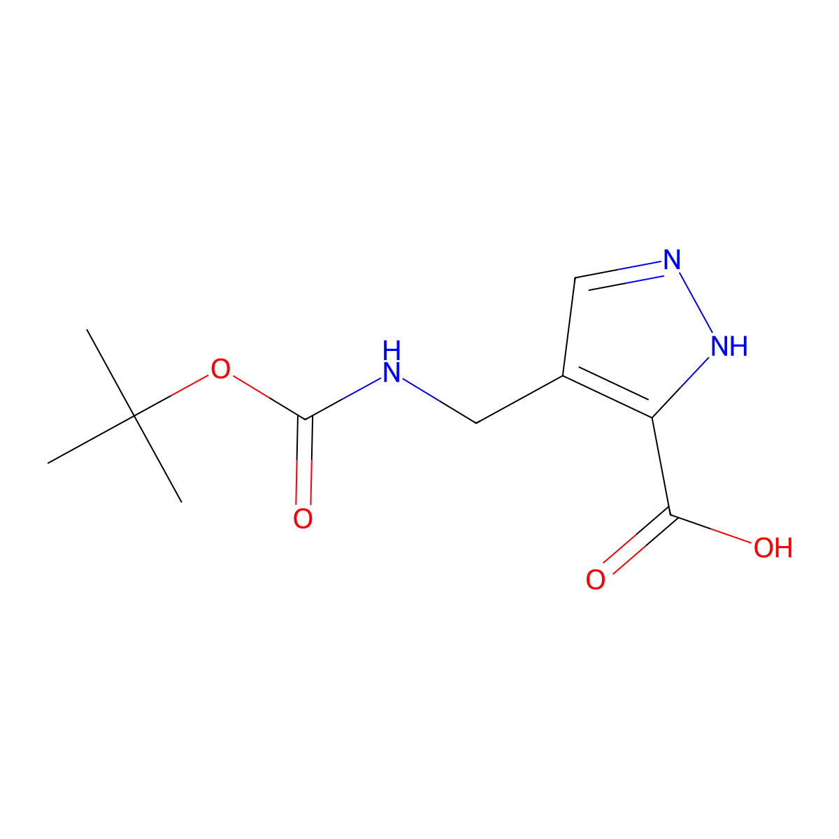 4-({[(tert-butoxy)carbonyl]amino}methyl)-1H-pyrazole-5-carboxylic acid molecular structure, CAS 2639403-72-6