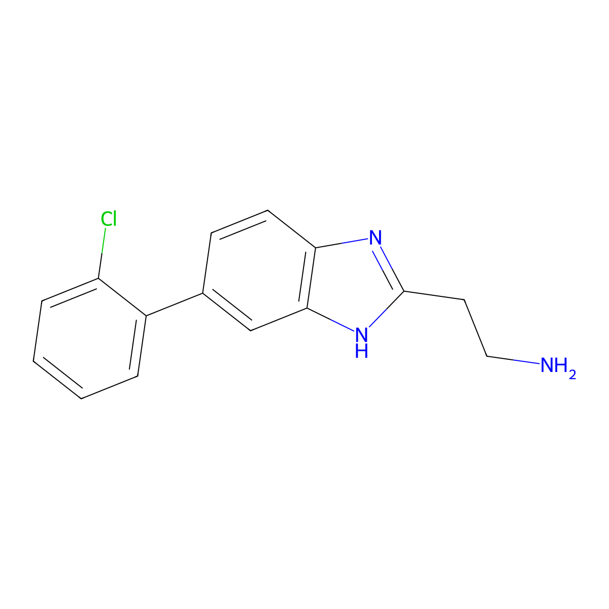 2-[5-(2-chlorophenyl)-1H-1,3-benzodiazol-2-yl]ethan-1-amine molecular structure, CAS 2639403-73-7