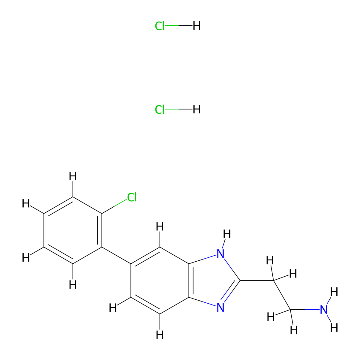 2-[5-(2-chlorophenyl)-1H-1,3-benzodiazol-2-yl]ethan-1-amine dihydrochloride molecular structure, CAS 2639403-74-8