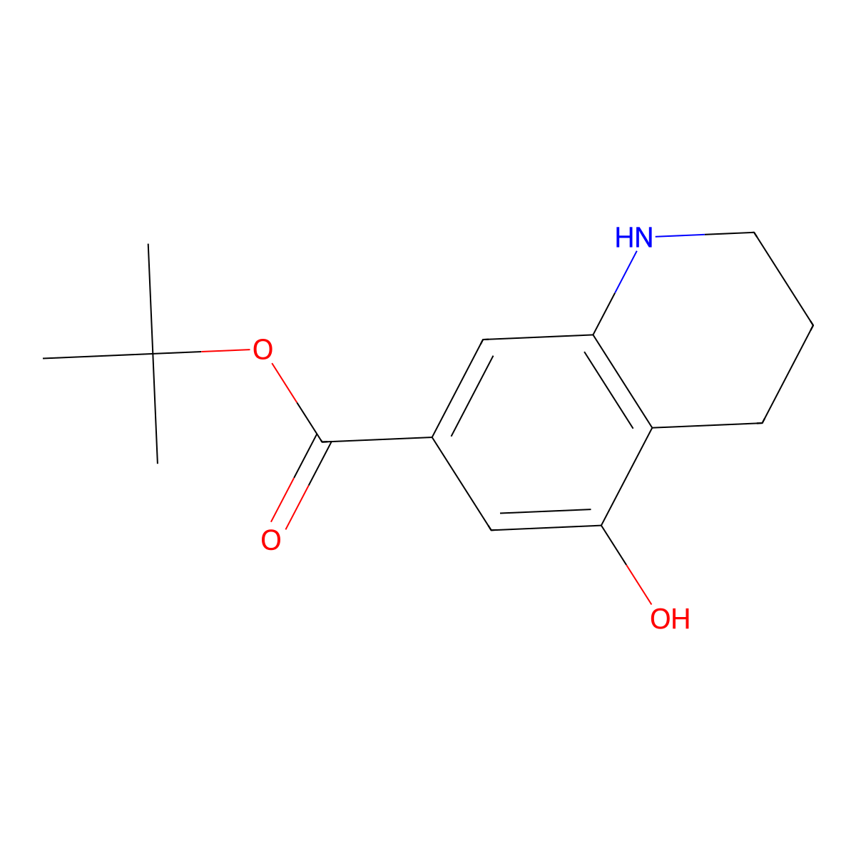 Tert-butyl 5-hydroxy-1,2,3,4-tetrahydroquinoline-7-carboxylate molecular structure, CAS 2639403-75-9