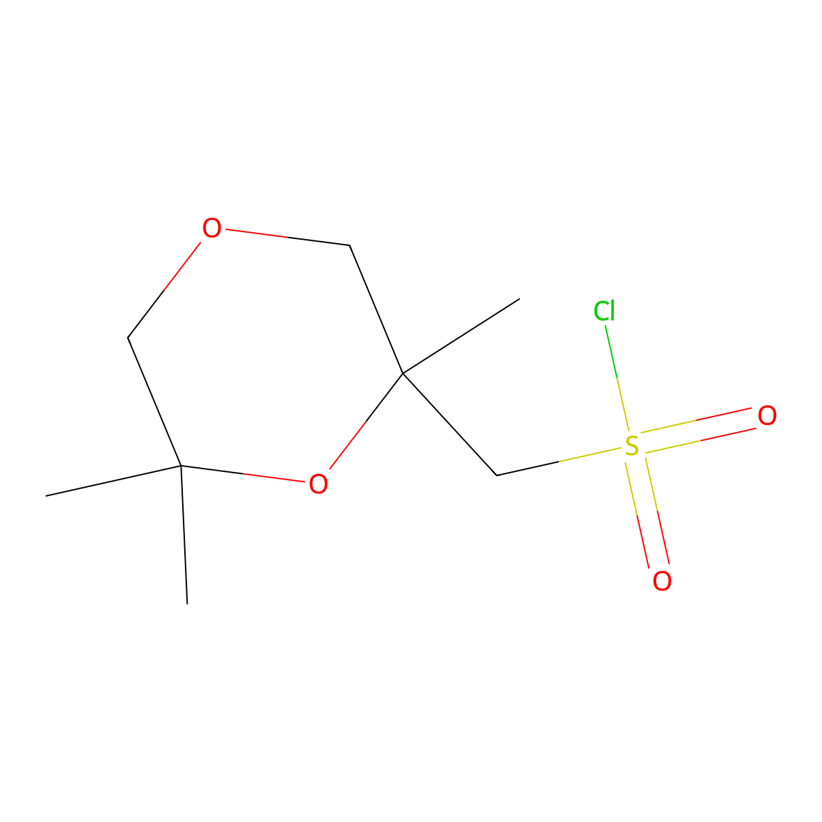 (2,6,6-Trimethyl-1,4-dioxan-2-yl)methanesulfonyl chloride molecular structure, CAS 2639403-76-0