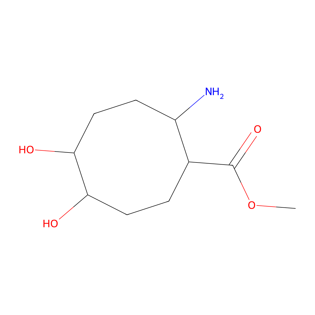 Methyl 2-amino-5,6-dihydroxycyclooctane-1-carboxylate molecular structure, CAS 2639403-87-3