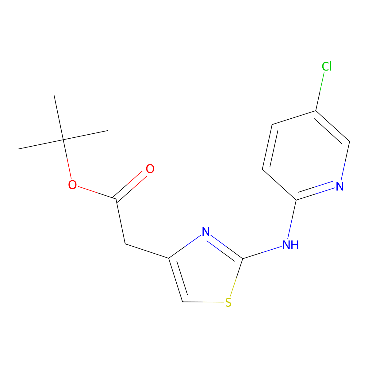 Tert-butyl 2-{2-[(5-chloropyridin-2-yl)amino]-1,3-thiazol-4-yl}acetate molecular structure, CAS 2639403-92-0