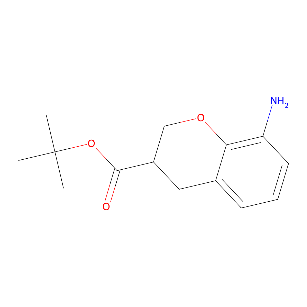 tert-butyl 8-amino-3,4-dihydro-2H-1-benzopyran-3-carboxylate molecular structure, CAS 2639404-02-5