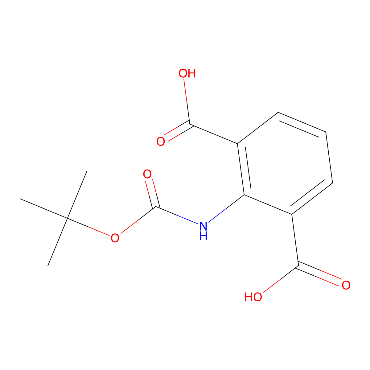 2-{[(Tert-butoxy)carbonyl]amino}benzene-1,3-dicarboxylic acid molecular structure, CAS 2639404-03-6
