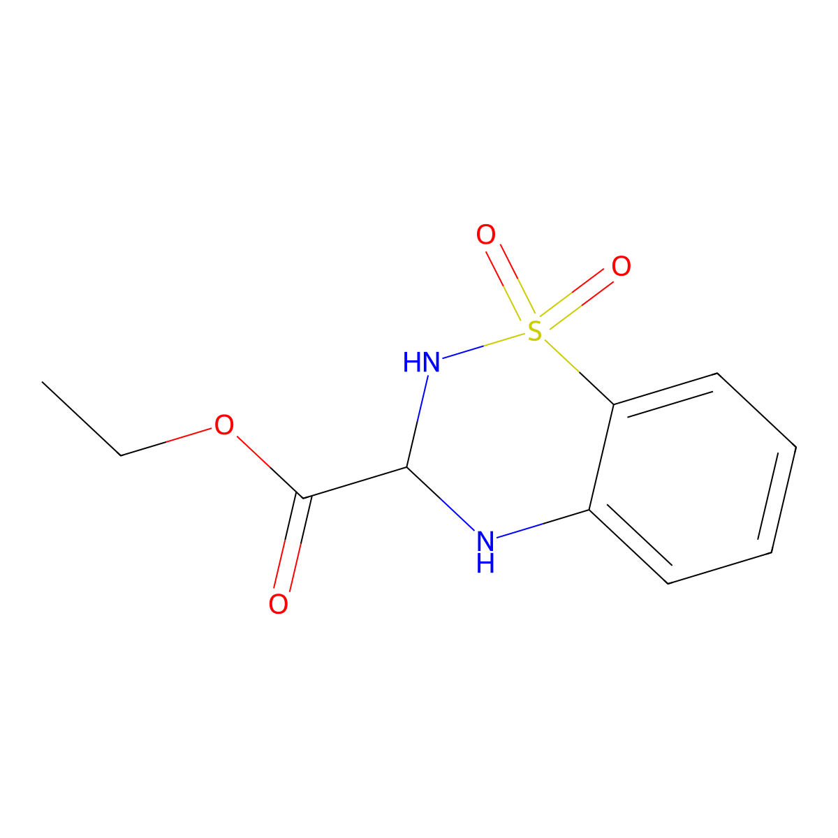 ethyl 1,1-dioxo-3,4-dihydro-2H-1lambda6,2,4-benzothiadiazine-3-carboxylate molecular structure, CAS 2639404-13-8