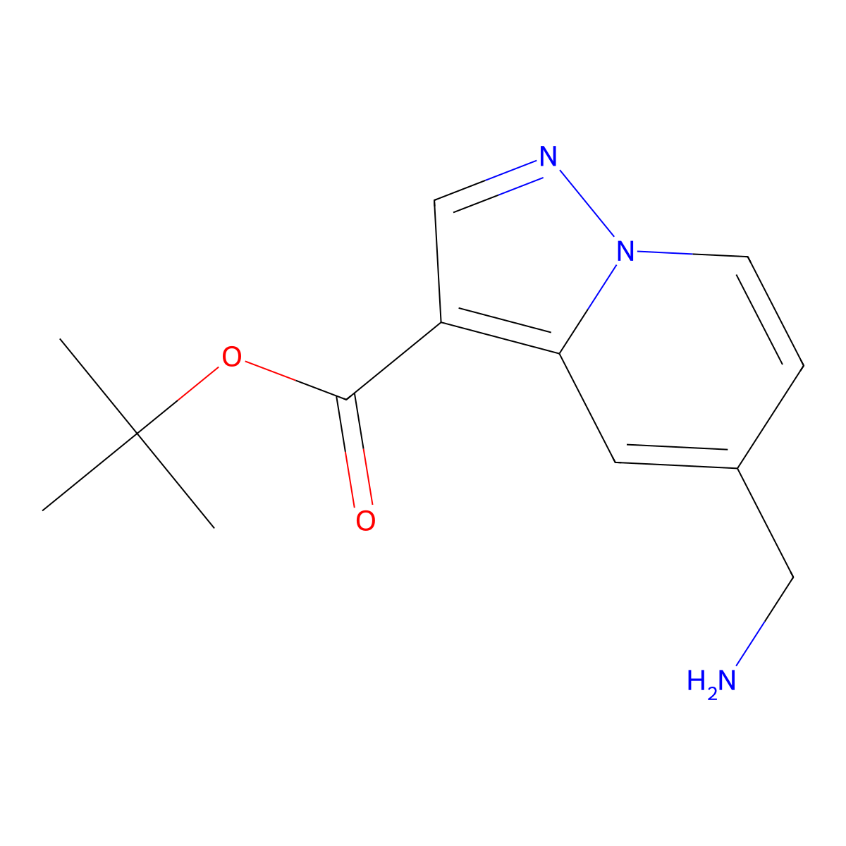 Tert-butyl 5-(aminomethyl)pyrazolo[1,5-a]pyridine-3-carboxylate molecular structure, CAS 2639404-16-1