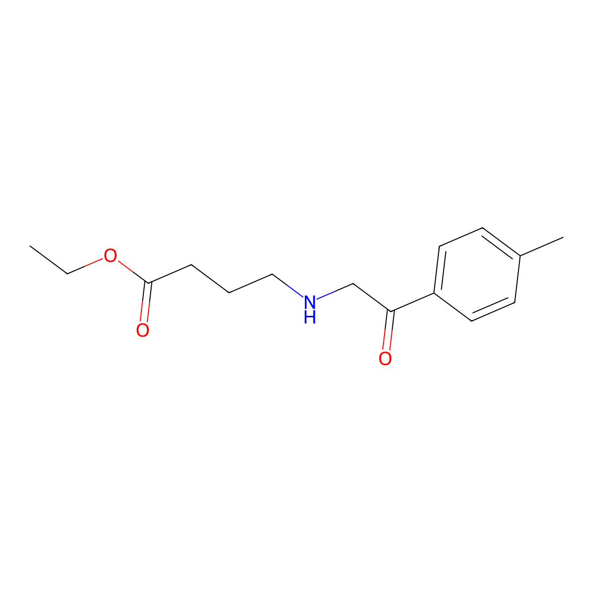 Ethyl 4-{[2-(4-methylphenyl)-2-oxoethyl]amino}butanoate molecular structure, CAS 2639404-18-3
