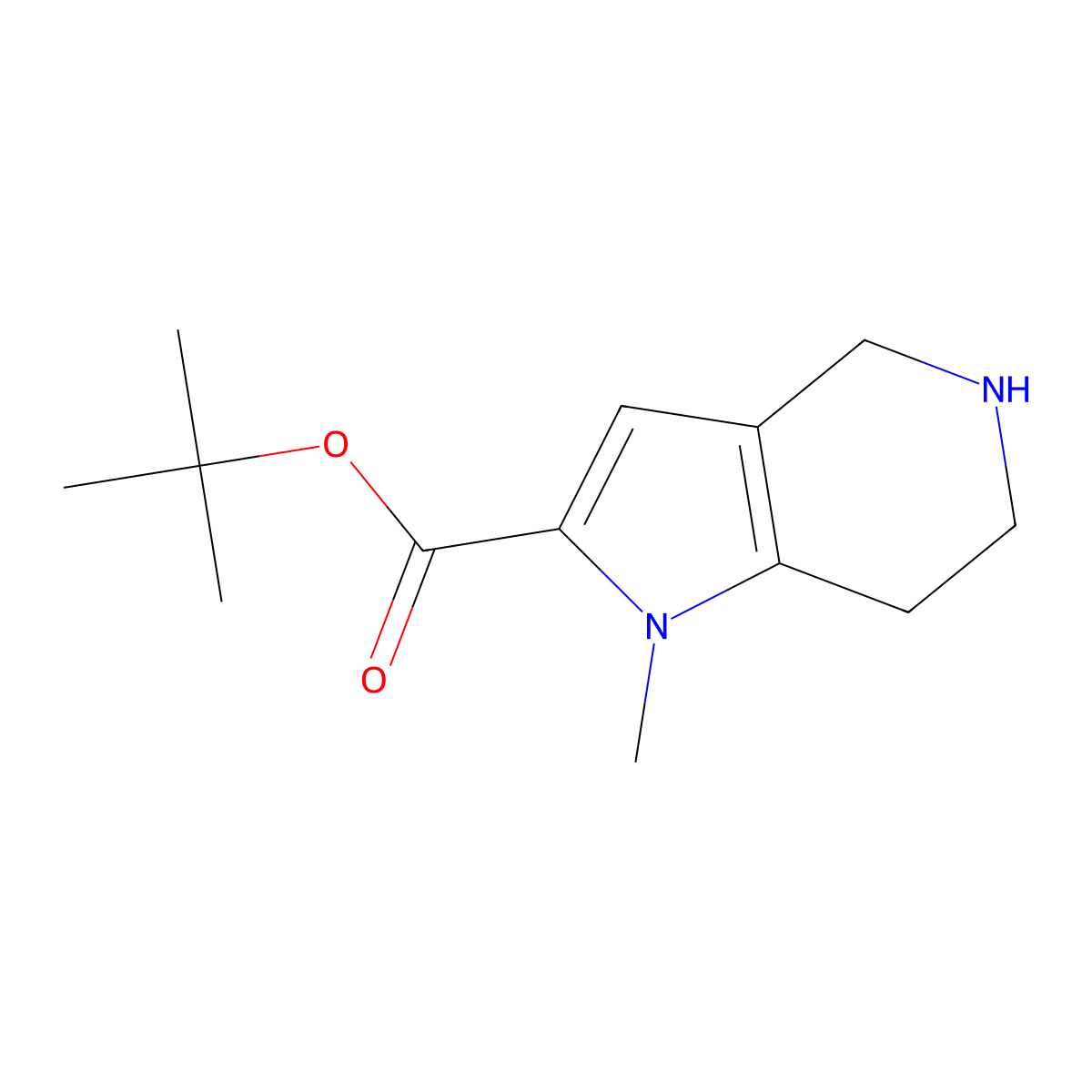 tert-butyl 1-methyl-1H,4H,5H,6H,7H-pyrrolo[3,2-c]pyridine-2-carboxylate molecular structure, CAS 2639404-26-3