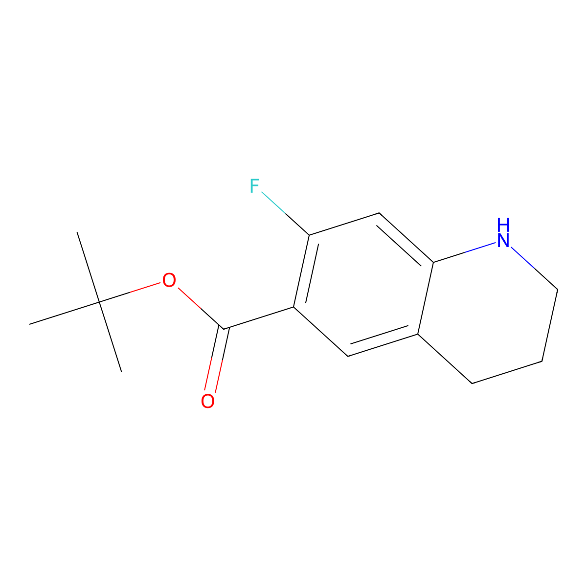 Tert-butyl 7-fluoro-1,2,3,4-tetrahydroquinoline-6-carboxylate molecular structure, CAS 2639404-32-1