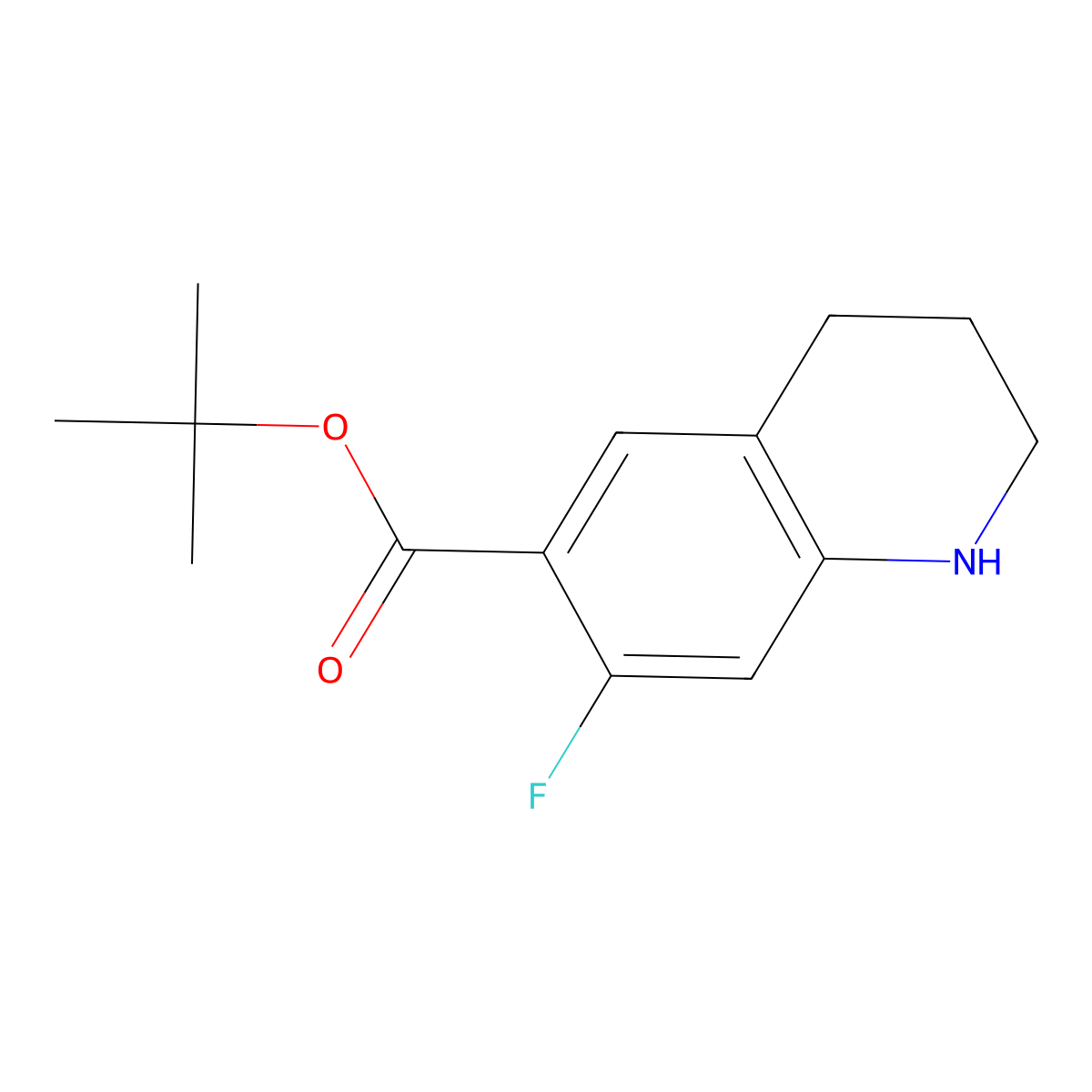 Tert-butyl 7-fluoro-1,2,3,4-tetrahydroquinoline-6-carboxylate molecular structure, CAS 2639404-32-1