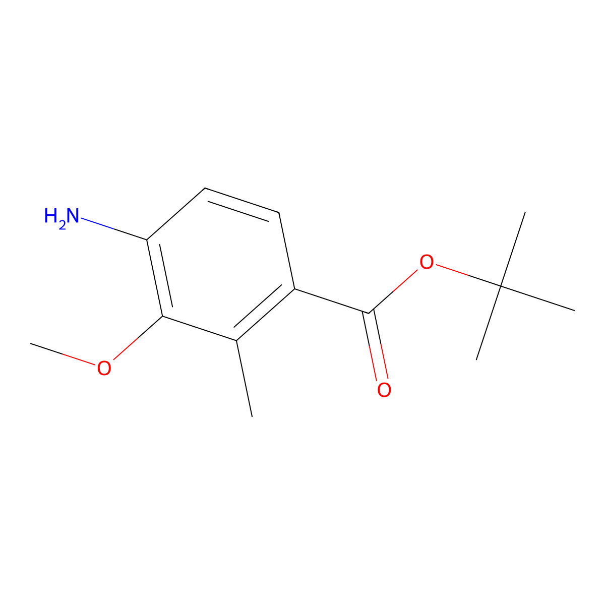 Tert-butyl 4-amino-3-methoxy-2-methylbenzoate molecular structure, CAS 2639404-37-6