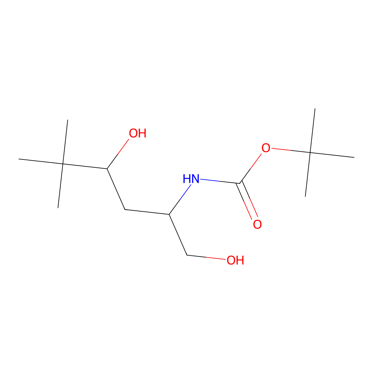 tert-butyl N-(1,4-dihydroxy-5,5-dimethylhexan-2-yl)carbamate molecular structure, CAS 2639404-38-7
